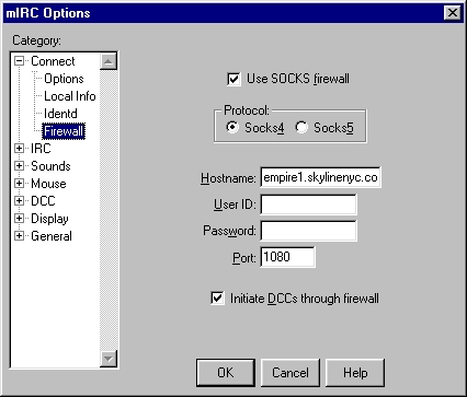 mIRC OptionS / Firewall